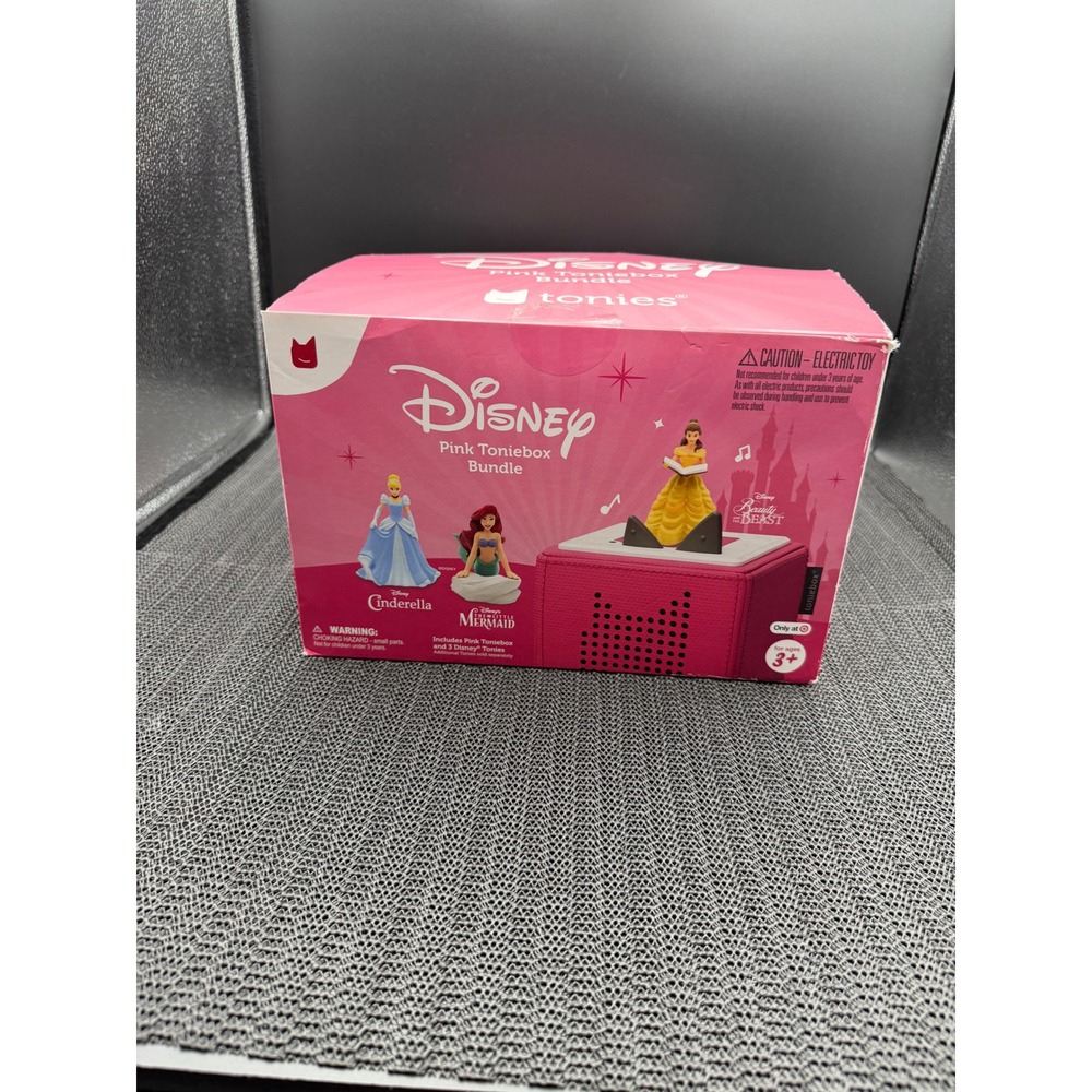 Disney Pink Toniebox Bundle with 3 Princess Tonies Cinderella Belle Ariel 10001